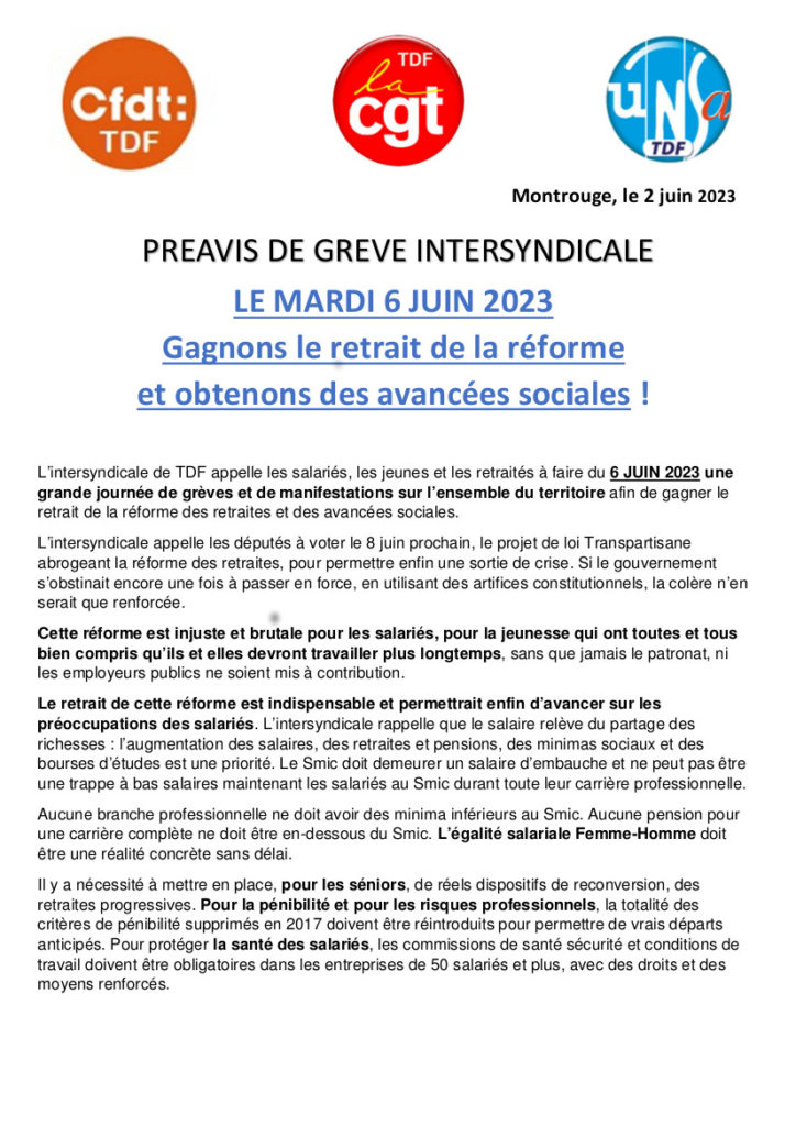 Lire Le Pr Avis De Gr Ve Intersyndicale Contre La R Forme Des Retraites